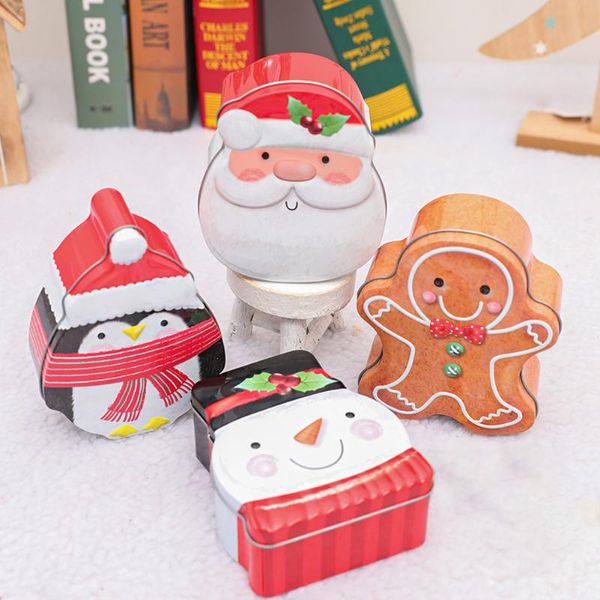 

2021 cartoon gift can christmas tin mini candy box sealed can portable storage boxes christmas decorations for home