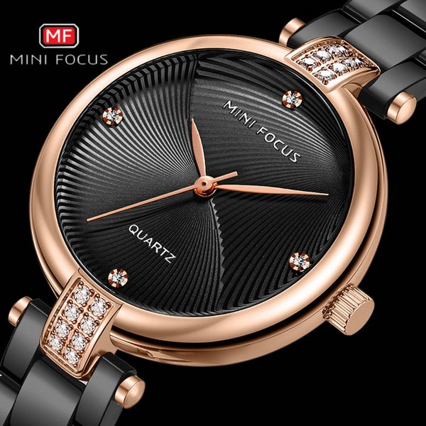 

minifocus business classic minimalist quartz watchs women crystal clocks thin full steel belt lady's watch 2020 waterproof new, Slivery;brown