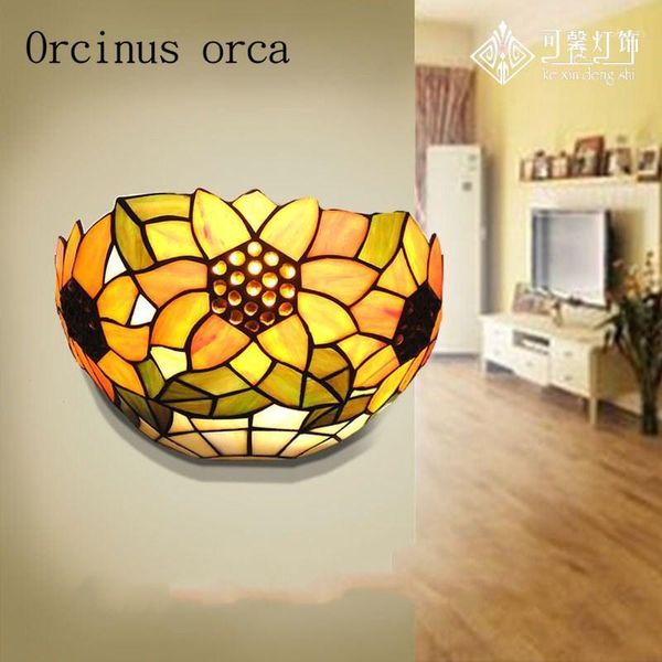 

european style wall lamp bedroom, living room tv wall corridor creative mediterranean color glass led lamp
