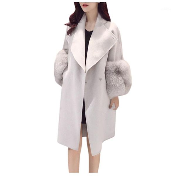 

2019 winter lapel jacket women's handmade cashmere solid color women's cashmere trench jacket slim fashion overcoat outwear coat1, Black