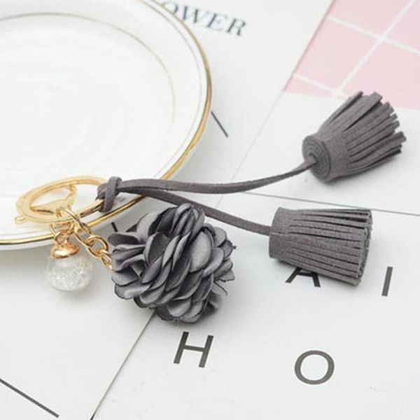 

cute flower keychain with tassel bag pendant bag holder for women bag flower charm key chain buckle key ring eh850 h bbykyj, Silver