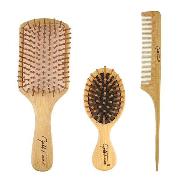 

hair brushes 6pcs wood combs set care head massage brush healthy paddle scalp hairbrush bamboo cushion, Silver