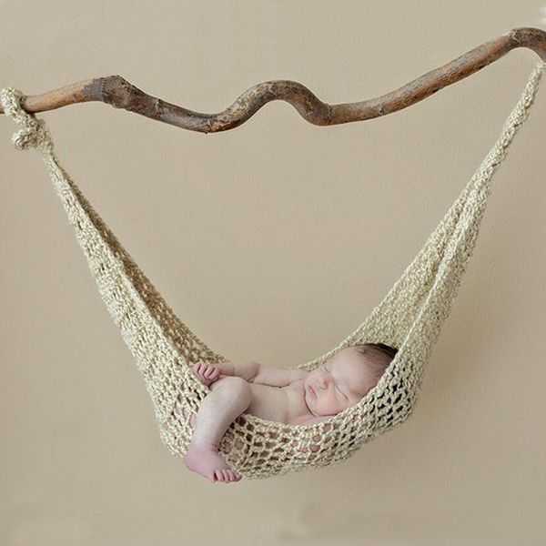 

creative newborn p props wool handmade knit hook string bag baby pgraphy props hammock studio fotografia accessories lj201105