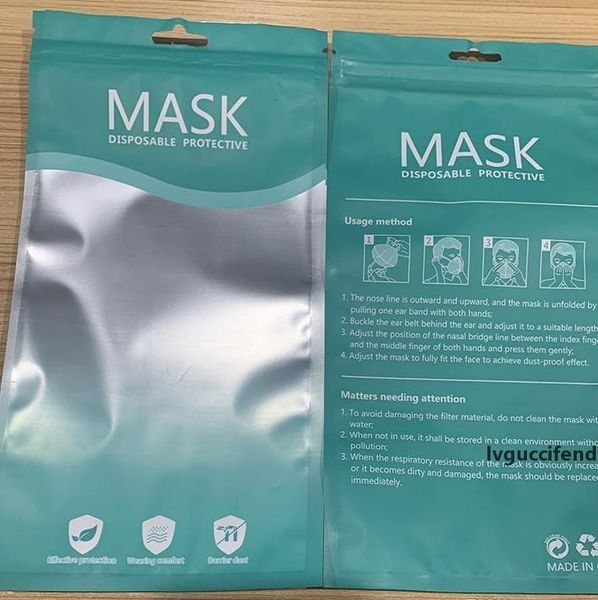 

qq80opp dhl 13*25cm plastic 15*21cm zipper retail packaging bags for disposable face 3 layer mask hang hole pa