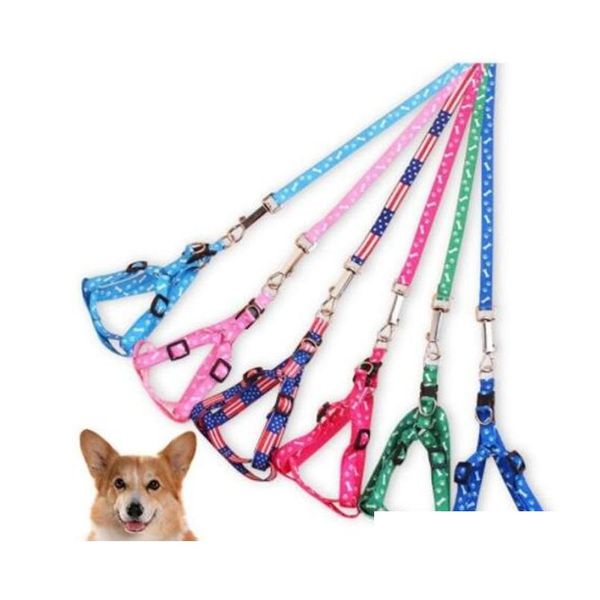 

1.0*120cm dog harness leashes nylon printed adjustable pet dog collar puppy cat animals accessories pet necklace rope tie collar s8rmm