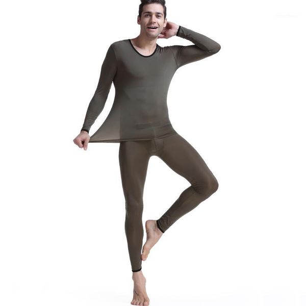 

men's long johns set slim underwear basic o-neck thermal underwear set 7 colors  l xl1, Black;white