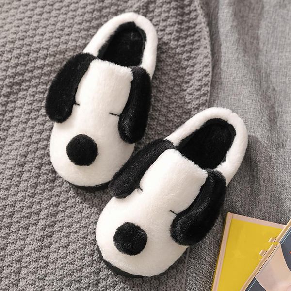 

women slippers flips flops winter warm cute dog shoes men fashion platform sandals slides non-slip flats indoor comfortable, Black