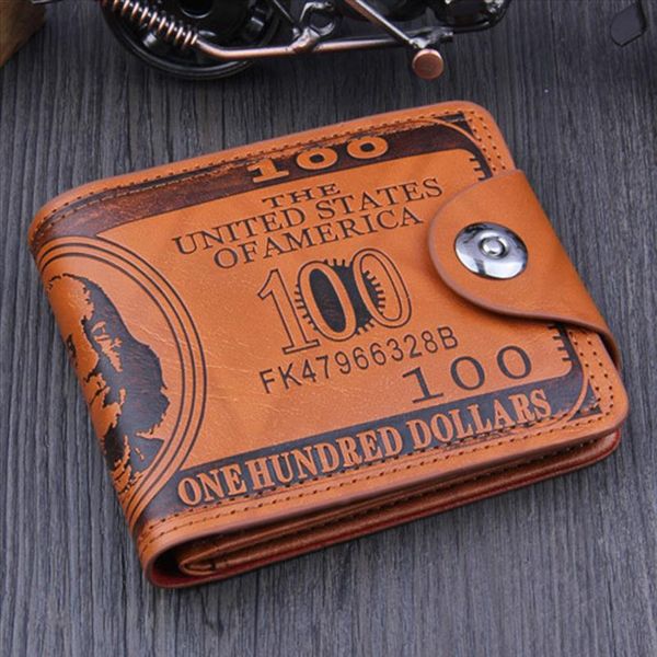 Vendita calda Dollaro dollaro Bill Bill Portafoglio Brown Pelle Portafoglio in pelle Bifold Hasp Carta di credito Foto Nuovissimo e di alta qualità Uomini Portafogli da uomo Billetera YY