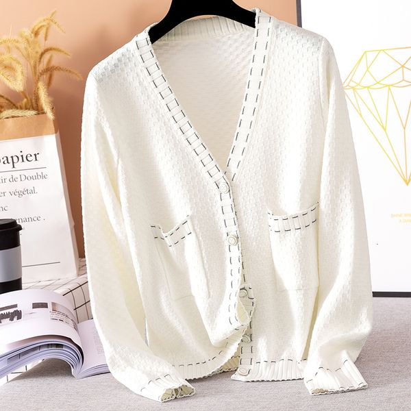 

2021 new spring autumn women sweatercardigan knitted loose outwear coat v neck open cardigans fashion casual female 7j5j, White;black