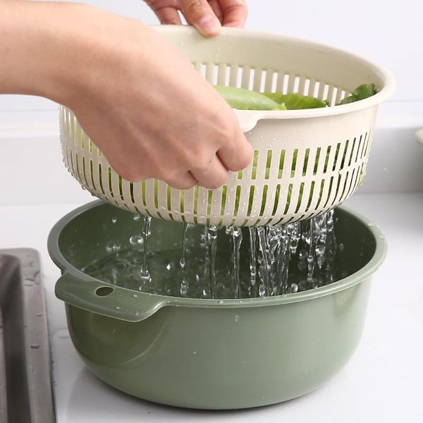 

kitchen thickened drain basket bowl rice colander kitchen filter noodles vegetables and fruits double drain basket wmtptl