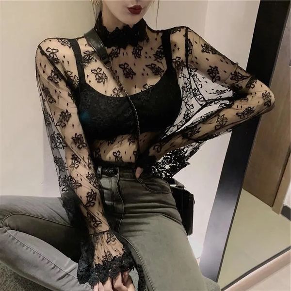 

2021 elegant new arvet lace women's shirts petals petal blouse girly bottom female winter out streetwear 22d6, White