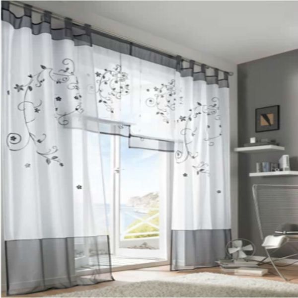 1 Stück Euro-Stil durchsichtige Vorhänge Vorhang Tüll Blind Cortinas Panel Wohnzimmer Schlafzimmer dekorative Blumen Tüll Vorhang Y200421
