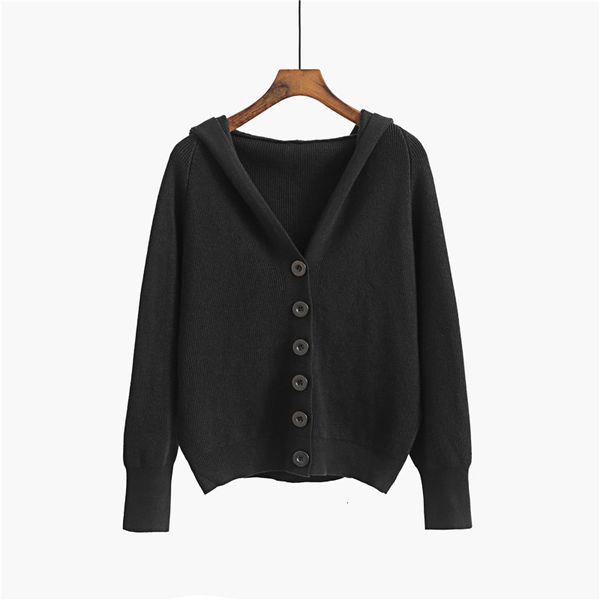 

2021 new hooded women cardigan sweater short preppy style campus student cardigans knitted soft female jumpers outfits k374, White;black