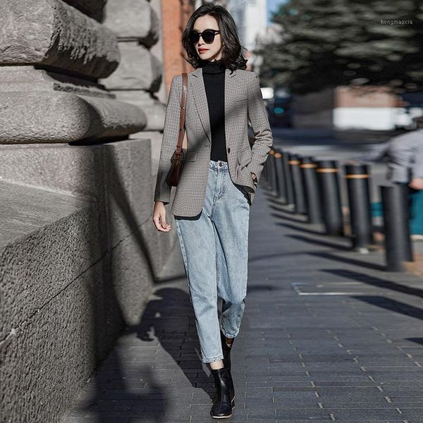 

3 new autumn winter 2020 spring summer new women's clothing metal double button professional warm suit1, White;black