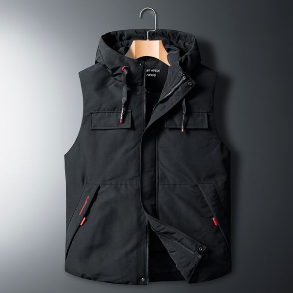 

2021 new autumn without sleeves jacket down thick warm vest with hood jackets size 5xl 6xl 7xl 8xl sh8d, Black;white