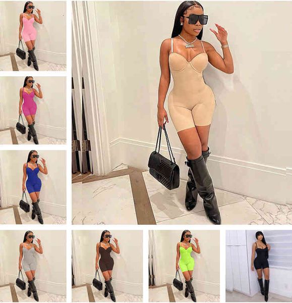 

women's jumpsuits & rompers spring 2022 arrivals nude sleeveless strap women jumpsuit v neck short club romper slim e5lz, Black;white