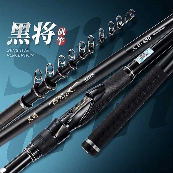 

portable rock 4.5m 5.3m carp rod telescopic sea fishing rod spinning carbon fiber ultralight hard 220210