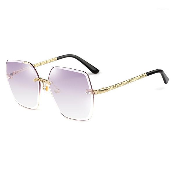 

2020 new crystal frameless oversize women sunglasses trend versatile resin material lenses 6325 uv400 protection eyewear1, White;black