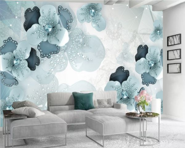 

luxury flower 3d wallpaper luxury emerald diamond 3d flower wallpaper premium atmospheric interior decoration wallpaper