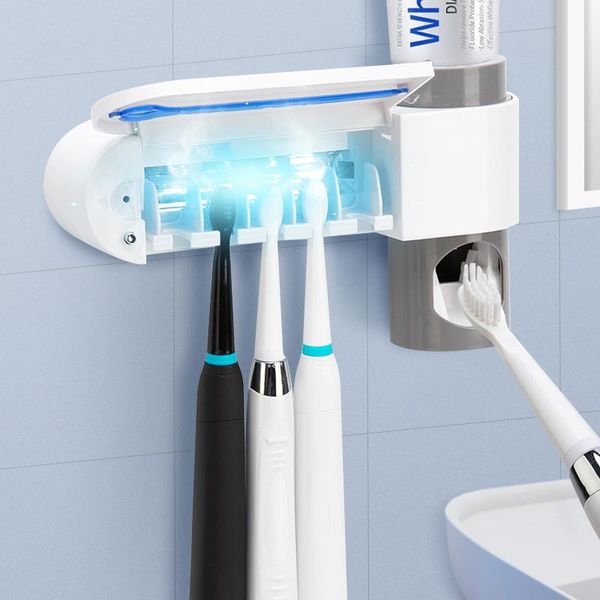 

2 в 1 ультрафиолетовое ультрафиолетовое стерилизатор для стерилизатора автоматическая зубная паста сжимание диспенсеров для ванной комнаты г