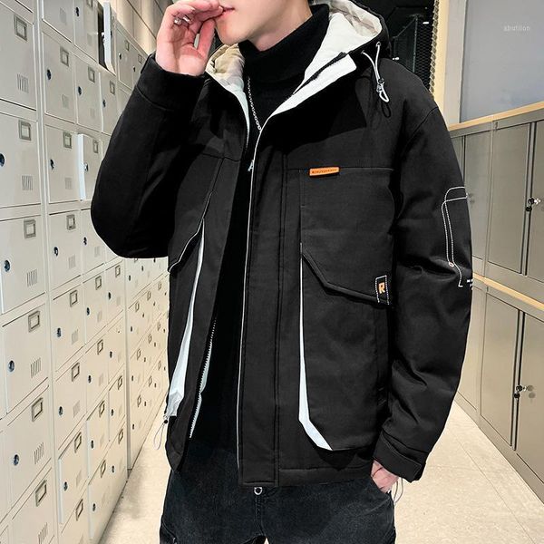 

men's down & parkas boutique coat, qiu dong outfit in 2021, the feather cotton-padded jacket logo tooling jacket1, Black