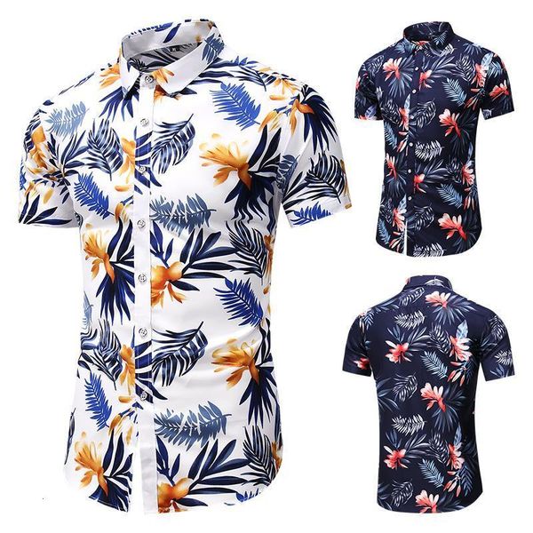 

men short sleeve shirt summer floral loose baggy casual hawaii holiday beach shirts tee buttons blouse national style, White;black