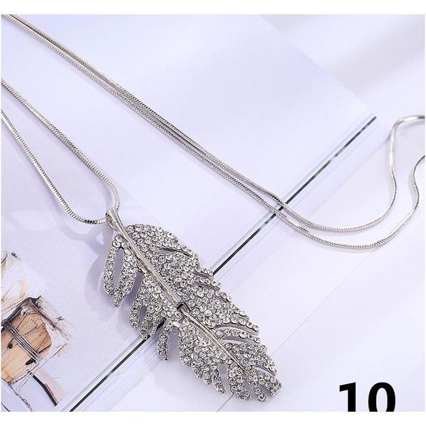 

new silver sweater chain rhinestone pendant necklace wholesale wedding jewelry owl bling austrian crystal korean fa wmtivu beauty888