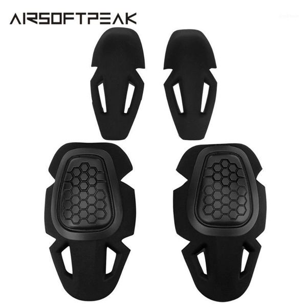 

elbow & knee pads g2/g3/g4 frog suit paintball tactical protective pad kneepad interpolated protector set1, Black;gray