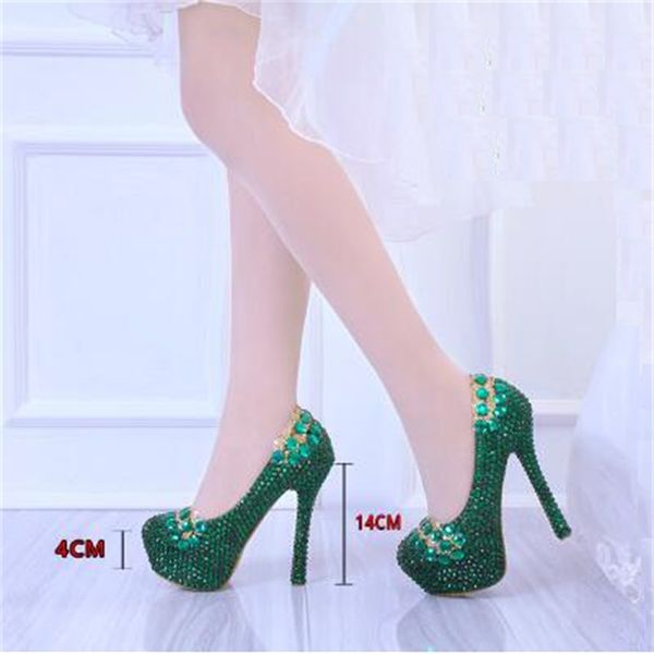 

women's green high heels 12cm platform bombs wedding sequins shoes big size 43 upcq, Black