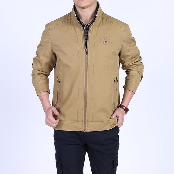 

plus size 7xl 8xl spring autumn jacket men casual loose solid color stand collar mens jackets and coats cotton mens clothing1, Black;brown