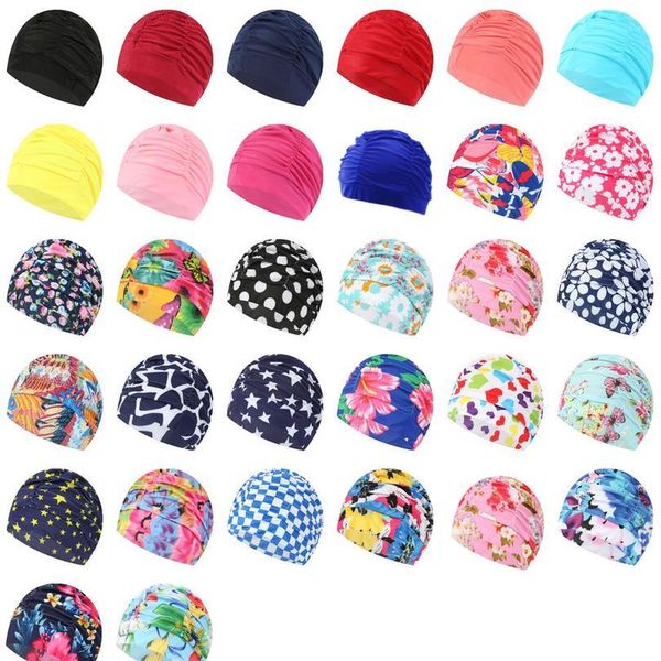 

swimming hat women girls long hair bathing cap swimming cap stretch drape size swim pool sport elastic nylo bbyifm