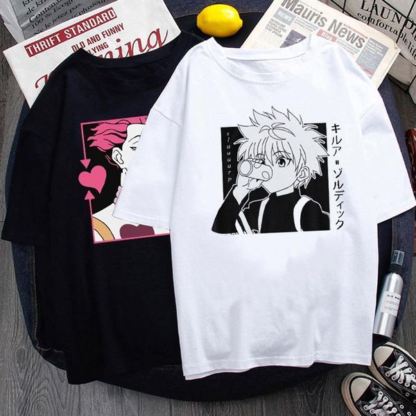 

summer japanese anime hunter x hunter duo print men and women t-shirt short-sleeved casual shirt drop shipping, White