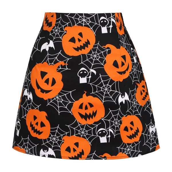 

2020 autumn halloween party skirt ss0008 women ladies mini skirt black pumpkin print short cotton skirts womens