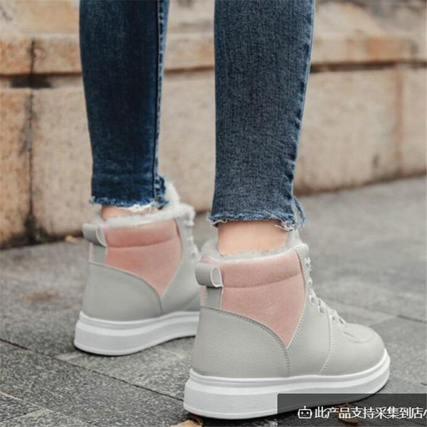 

boots mhysa winter 2021 women's plus velvet warm flat snow casual fashion white shoes waterproof wild cotton m732, Black