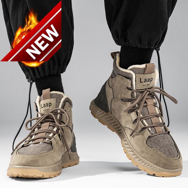 

martin 2021 winter plush tooling outdoor warm men's shoes brown versatile lace up leather boots, Black