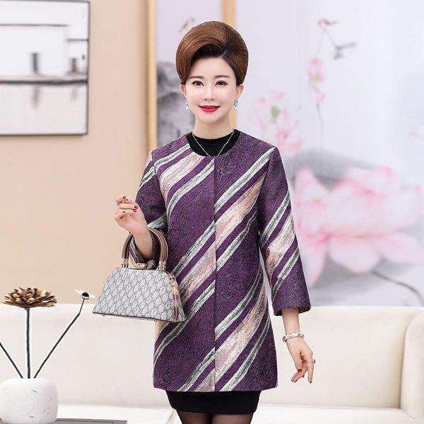 

women's jackets 2021 spring autumn middle-aged and elderly coats jacket fashion print plus size 4xl outerwear c643, Black;brown