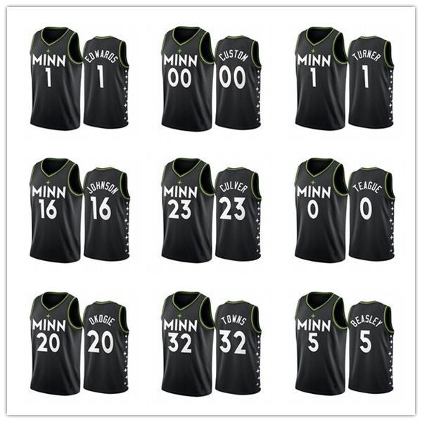 

миннесота timberwolves. мужчины нба д'анджело рассел энтони эдвардс карл-энтони городской баскетбол джерси новая униформа, Black