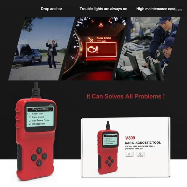 

read code card v309 reads car fault code erase fault checks vehicle information cable power supply dtc query1