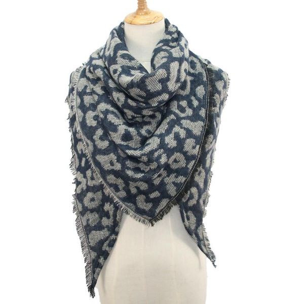 

scarves 40# women winter warm cashmere scarf fashion leopard printing triangles wrap long shawl and stole cape dro, Blue;gray