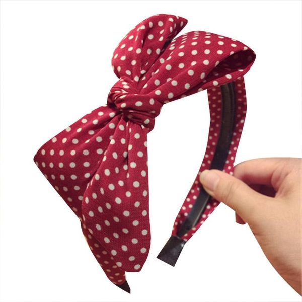 

korean striped plaid polka dot print headband head hoop big bowknot bow women wide head hoop toothed non slip hair accessories q bbyhfm