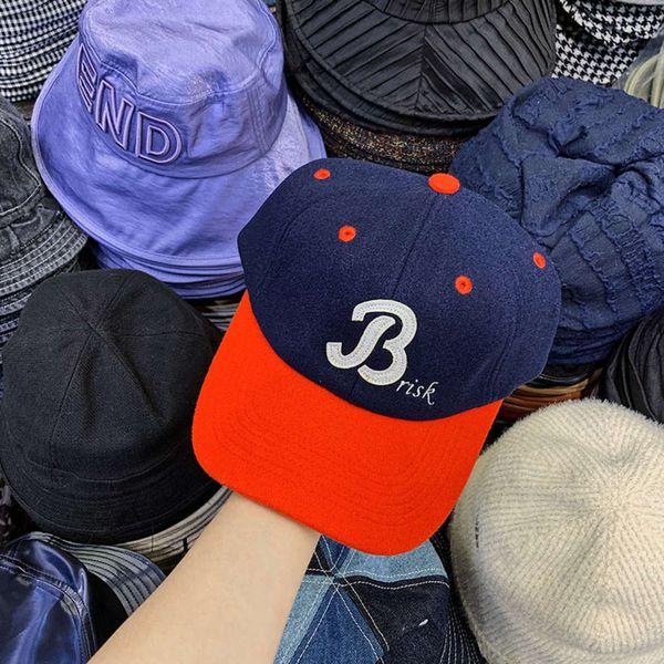 

matching college tweed color letter b curved brim cap for women, Blue;gray
