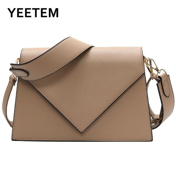 

cross body pu leather women messenger bag fashion simple wide shoulder strap flap female solid color black coffee handbags