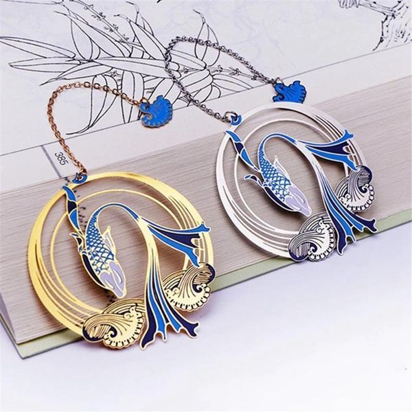 

chinese-style metal design brass bookmark tasseled hollowed book clip mark students gift stationery school office supplies1