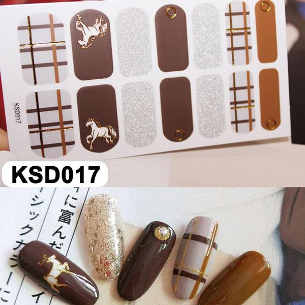 

14 pcs/sheet bronzing shiny full nail stickers 3d diy nail art decoration t6, Black