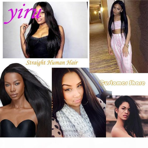 

brazilian virgin hair lace wigs full lace wig 8-22inch human hair straight silky full lace closures pre plucked natural color, Black;brown