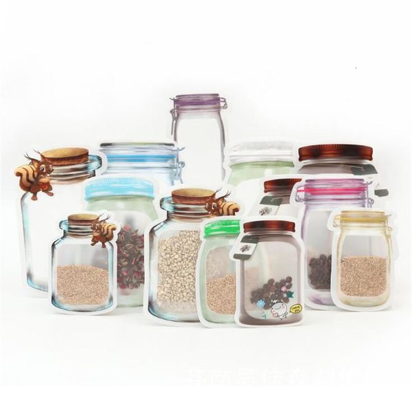 

reusable mason jar bag for nuts candy cookies bag seal fresh food storage bag snacks zipper sealed packaging bags kitchen organizer
