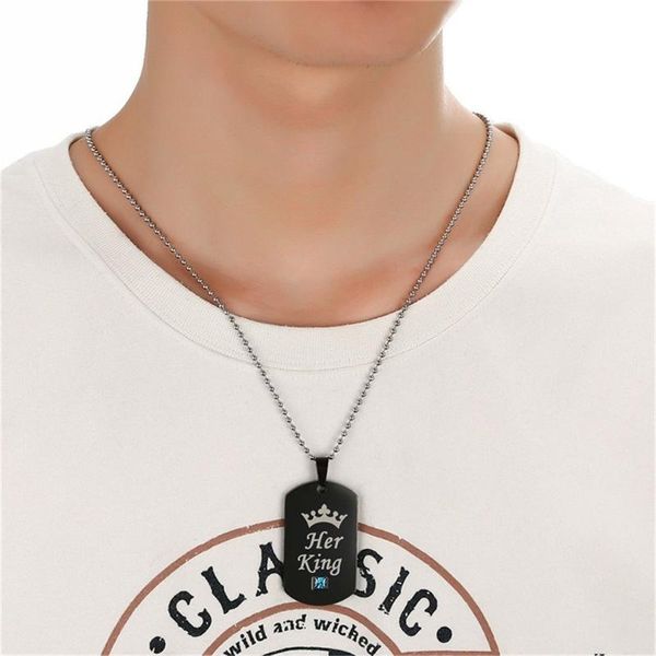 

lover's beads chain necklaces titanium steel tag her king & his queen couple jewellry accessories a05, Silver