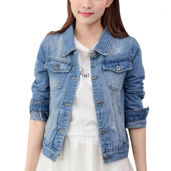

fashion women's denim jacket retro slim long sleeve jeans jacket casual outwear coats fit style1, Black;brown