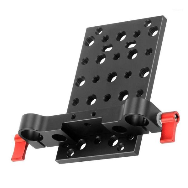

lighting & studio accessories dslr camera cheese plate with dual 15mm/19mm rod clamp 1/4 3/8 thread holes1