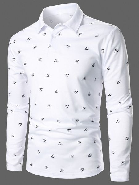 

men allover geo print polo shirt u5xo#, White;black